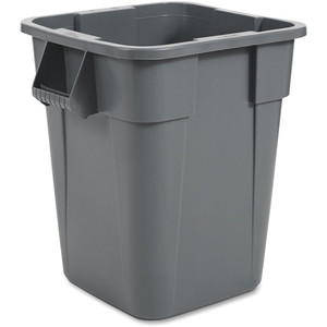 Rubbermaid Commercial Brute Square Container - 40 gal Capacity - Square - Rounded Corner, Snap Lock, Handle, Smooth, Easy to Clean - 28.8" Height x 27" Width x 23.3" Depth - Gray Product Image 
