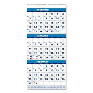 House of Doolittle Recycled Three-Month Format Wall Calendar, Vertical Orientation, 8 x 17, White Sheets, 14-Month: Dec 2024 to Jan 2026 View Product Image