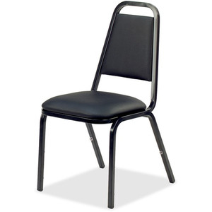 Lorell Upholstered Stacking Chairs - Black Seat Color - Vinyl Seat Material - Black Frame Color - Steel Frame Material - Charcoal Black Product Image 