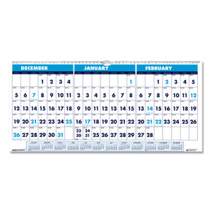 House of Doolittle 3-month Horizontal Wall Calendar - Julian Dates - Monthly - 14 Month - December 2025 to January 2027 - 1.13" x 1" Block - Wire Bound - Blue Product Image