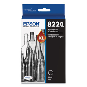 Epson T822XL120-S (T822XL) DURABrite Ultra High-Yield Ink, 1,100 Page-Yield, Black Product Image 