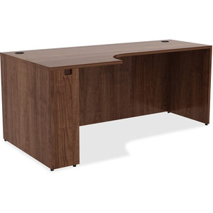 Lorell Essentials Series Left Corner Credenza - 29.5" Height x 72" Width x 36" Depth - Material: Metal - Finish: Walnut Laminate - Adjustable Glide, Lockable, Floor Glide - For Office Product Image 
