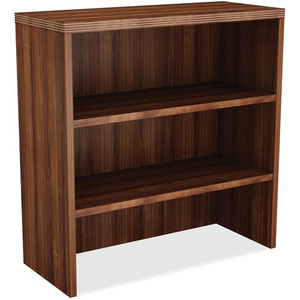 Lorell Chateau Series Bookshelf - 36.5" Height x 36" Width x 15" Depth, x 1.5" Thickness Top - 2 Shelve(s) - Reeded Edge - Material: Laminate - Finish: Walnut Laminate Product Image 