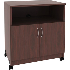 Lorell Mobile Machine Stand with Shelf - 30.75" Height x 28" Width x 19.25" Depth - Mahogany - Laminated Particleboard Product Image 