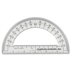 Charles Leonard Open Center Protractor, Plastic, 6" Ruler Edge, Clear, Dozen (LEO77106) View Product Image