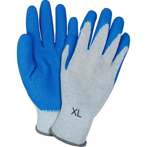 Safety Zone Blue/Gray Coated Knit Gloves - Latex Coating - X-Large Size - Blue, Gray - Crinkle Grip, Knitted - For Industrial - (SZNGRSLXLCT) Product Image 