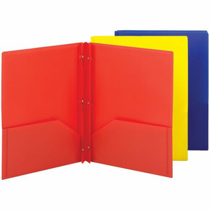 Smead Letter Fastener Folder - 8 1/2" x 11" - 180 Sheets Capacity - 2 x Double Tang Fastener(s) - 2 Internal Pocket(s) - Red, Yellow, Blue Product Image 