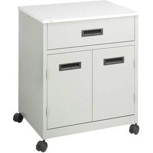Safco Steel Mobile Machine Stand with Drawer - 200 lb Load Capacity - 2 x Shelf(ves) - Hinged Door - 29.75" Height x 25" Width x 20" Depth - Floor Product Image 