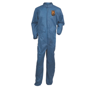 KleenGuard A20 Breathable Particle Protection Coveralls, Zip Front, Elastic Back, Wrists, Ankles, 3X-Large, Blue, 20/Carton Product Image 