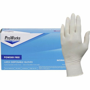 ProWorks Latex Powder-Free Disposable General-Purpose Gloves - 5 mil Thickness x 9.50" Glove Length - Extra Large Size - Latex - Natural - Comfortable, Non-sterile, Textured Fingertip Product Image 