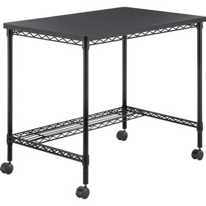 Safco Mobile Wire Desk - Melamine, Black Top - 35.75" Table Top Width x 24" Table Top Depth - 30.75" Height - Assembly Required - Black Product Image 