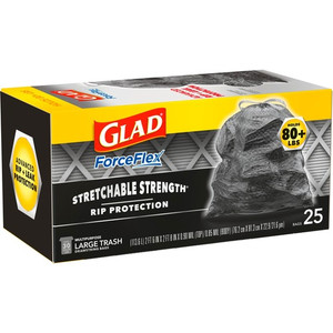 Clorox Company Trash Bags, Drawstring, 30 Gal, 25 Bags/Box, 3900/BD, Black (CLO70359BD) Product Image 