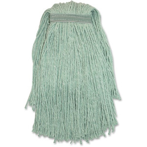 Genuine Joe Blended Yarn Mophead - #16 - Stain Resistant, Durable, Narrow Headband, Cut Ends - Yarn - Green Product Image 