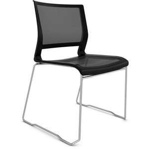 9 to 5 Seating Kip Stack Chair - Black Seat Color - Chrome Frame Color - Sled Base - (NTF1080GTCFP01) Product Image 