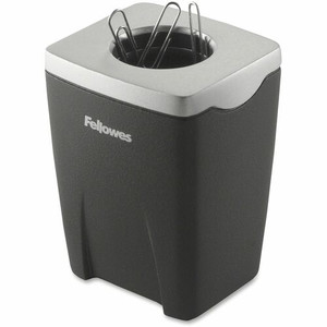 Fellowes Office Suites Paper Clip Cup - 3.3" Height x 2.4" Width x 2.2" Depth - Black, Silver Product Image 