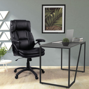 Lorell Leather Hi-Back Chair, 27"x32"x44-1/2", BK (LLR59535) Product Image 