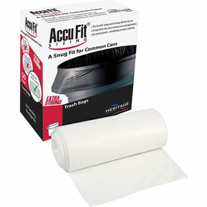 Heritage Accufit RePrime Trash Bags - 23 gal Capacity - 45" Length x 28" Width x 0.90 mil (23 Micron) Thickness - Low Density - Clear - Linear Low-Density Polyethylene (LLDPE) - (HERH5645TCRC1) Product Image 