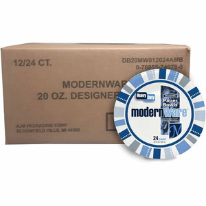 ModernWare Designer 20 oz Paper Bowls - Disposable - 7.8" Diameter - White - Paper Body - 24/Pack Product Image 