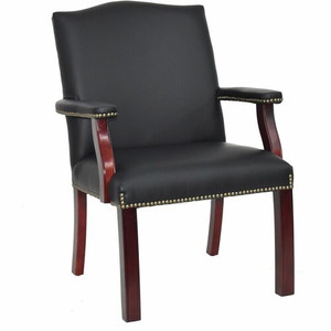 Lorell Deluxe Guest Chair - Black Seat Color - Bonded Leather Seat Material - Black Back Color - Bonded Leather Back Material - Four-legged Base Product Image 