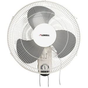 Lorell Pull-chain Wall-Mounting 3-speed Fan - 16" Fan Diameter - 3 Speed - Adjustable Tilt Head, Oscillating - 18.5" Height x 9.3" Width x 18.1" Depth Product Image 