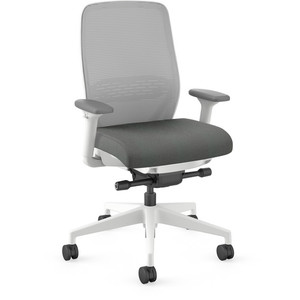 HON Nucleus Recharge Task Chair - Iron Ore Seat Color - Fabric Seat Material - Fog Back Color - Designer White Frame Color - Armrest Product Image 