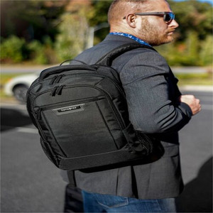 Samsonite Classic Business 2.0 Carrying Case (Backpack) for 13" to 15.6" Apple iPad Notebook, Tablet, Smartphone, Business Card, Pen, Accessories - Black - Polyester Body - Shoulder Strap, Handle - 17.8" Height x 12.5" Width x 9.3" Depth Product Image 