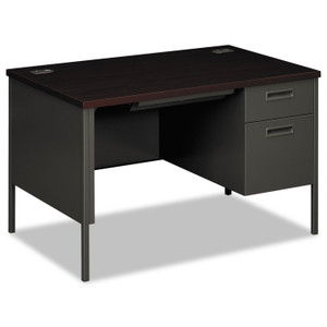 HON Metro Classic Series Right Pedestal Desk, 48" x 30" x 29.5", Mahogany/Charcoal (HONP3251RNS) View Product Image