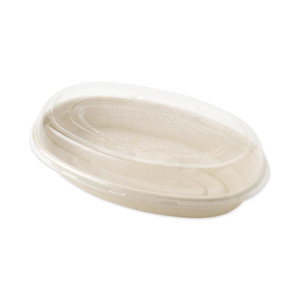 World Centric PLA Lids for Fiber Burrito Bowls, 9.7" Diameter, Clear, Plastic, 300/Carton Product Image 