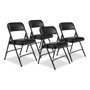 National Public Seating 1200 Series Upholstered Folding Chair - Caviar Black Seat Color - Vinyl, Foam Seat Material - Caviar Black Back Color - Vinyl Back Material - NPS1210 Product Image 