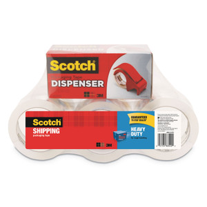 Scotch 3850 Heavy-Duty Packaging Tape with DP300 Dispenser, 3" Core, 1.88" x 54.6 yds, Clear, 6/Pack (MMM38506DP3) View Product Image