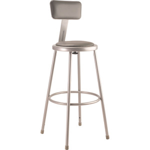 National Public Seating 6400 Series Heavy-Duty Padded Stools - Gray Seat Color - Vinyl, Medium Density Fiber (MDF), Plush Seat Material - Gray Frame Color - Steel Frame Material - NPS6430B Product Image 