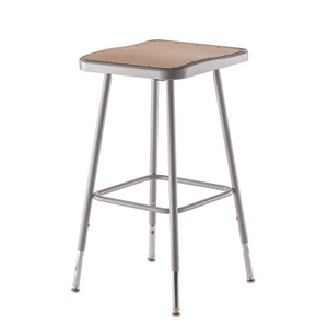 National Public Seating 6300 Series Heavy-Duty Square-Seat Stools - Masonite Seat Material - Gray Frame Color - Steel Frame Material - Four-legged Base - NPS6324H Product Image 