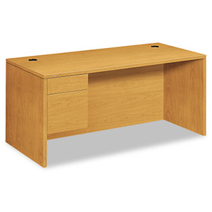 HON 10500 Series "L" Workstation Single Pedestal Desk, 66" x 30" x 29.5", Harvest (HON10584LCC) View Product Image