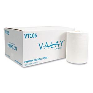 Morcon Tissue 10 Inch TAD Roll Towels, 1-Ply, 10" x 550 ft, White, 6 Rolls/Carton (MORVT106) View Product Image