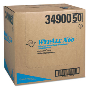 WypAll General Clean X60 Cloths, Flat Sheet, 12.5 x 16.8, White, 150/Box, 6 Boxes/Carton (KCC34900) View Product Image