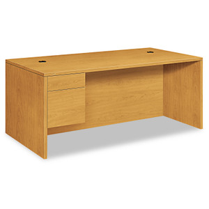 HON 10500 Series "L" Workstation Single Pedestal Desk with 3/4 Height Pedestal, 72" x 36" x 29.5", Harvest View Product Image