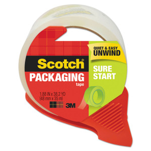 Scotch Sure Start Packaging Tape with Dispenser, 3" Core, 1.88" x 38.2 yds, Clear (MMM3450SRD) View Product Image