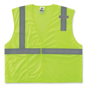 ergodyne GloWear 8210HL Class 2 Economy Mesh Hook and Loop Vest, Polyester, 4X-Large/5X-Large, Lime Product Image 
