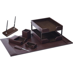 Dacasso Bonded Leather Desk Set - Leather, Velveteen - DACD3609 Product Image 