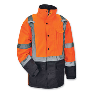 ergodyne GloWear 8384 Class 3 Hi-Vis Quilted Thermal Parka, 5X-Large, Orange Product Image 
