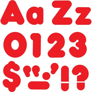 Trend Red 4" Casual Combo Ready Letters Set - Skill Learning: Number, Alphabet, Symbol - 20 x Number, 82 x Lowercase Letters, 50 x Uppercase Letters, 29 x Punctuation Marks Shape - Casual Style - Fade Resistant, Reusable, Easy to Use, Durable - Red Product Image 