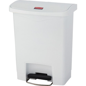Rubbermaid Commercial Slim Jim 8-gal Step-On Container - Step-on Opening - Hinged Lid - 8 gal Capacity - Manual - Durable, Foot Pedal, Easy to Clean - (RCP1883555) Product Image 