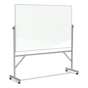 Ghent Traditional Reversible Mobile Magnetic Board - 96" (8 ft) Width x 48" (4 ft) Height - White Porcelain Surface - Aluminum Frame - GHEARM1M148 Product Image 