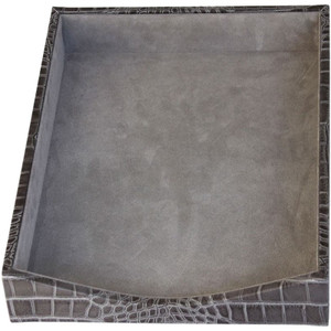 Protacini Castlerock Gray Italian Patent Leather Front-Load Letter Tray - Compartment Size : 9.25" x 12.25" - Desktop - Front Loading - DACA6201 Product Image 