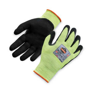 Ergodyne ProFlex 7041 Hi-Vis Nitrile-Coated Level 4 Cut Gloves - 1.75" Thickness x 11" Glove Length - Nitrile, Polyurethane Coating - Large Size - Lime - EGO17814 Product Image 