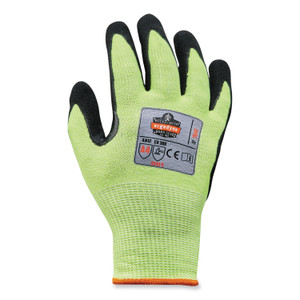Ergodyne ProFlex 7041 Hi-Vis Nitrile-Coated Level 4 Cut Gloves - 1.75" Thickness x 10" Glove Length - Nitrile, Polyurethane Coating - Small Size - Lime - EGO17812 Product Image 