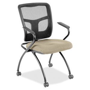 Lorell Mesh Back Nesting Training/Guest Chairs - Shire Travertine Seat Color - Fabric Seat Material - Powder Coated Frame Color - Metal Frame Material - LLR8437487 Product Image 