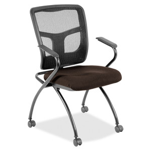 Lorell Mesh Back Nesting Training/Guest Chairs - Forte Fudge Seat Color - Fabric Seat Material - Powder Coated Frame Color - Metal Frame Material - LLR8437441 Product Image 