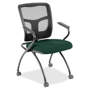 Lorell Mesh Back Nesting Training/Guest Chairs - Insight Forest Seat Color - Fabric Seat Material - Powder Coated Frame Color - Metal Frame Material - LLR8437450 Product Image 