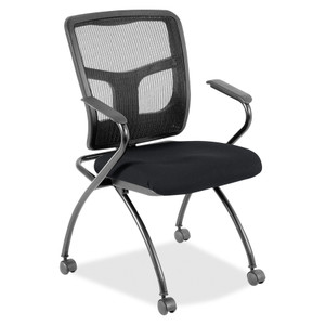 Lorell Mesh Back Nesting Training/Guest Chairs - Insight Ebony Seat Color - Fabric Seat Material - Powder Coated Frame Color - Metal Frame Material - LLR8437449 Product Image 